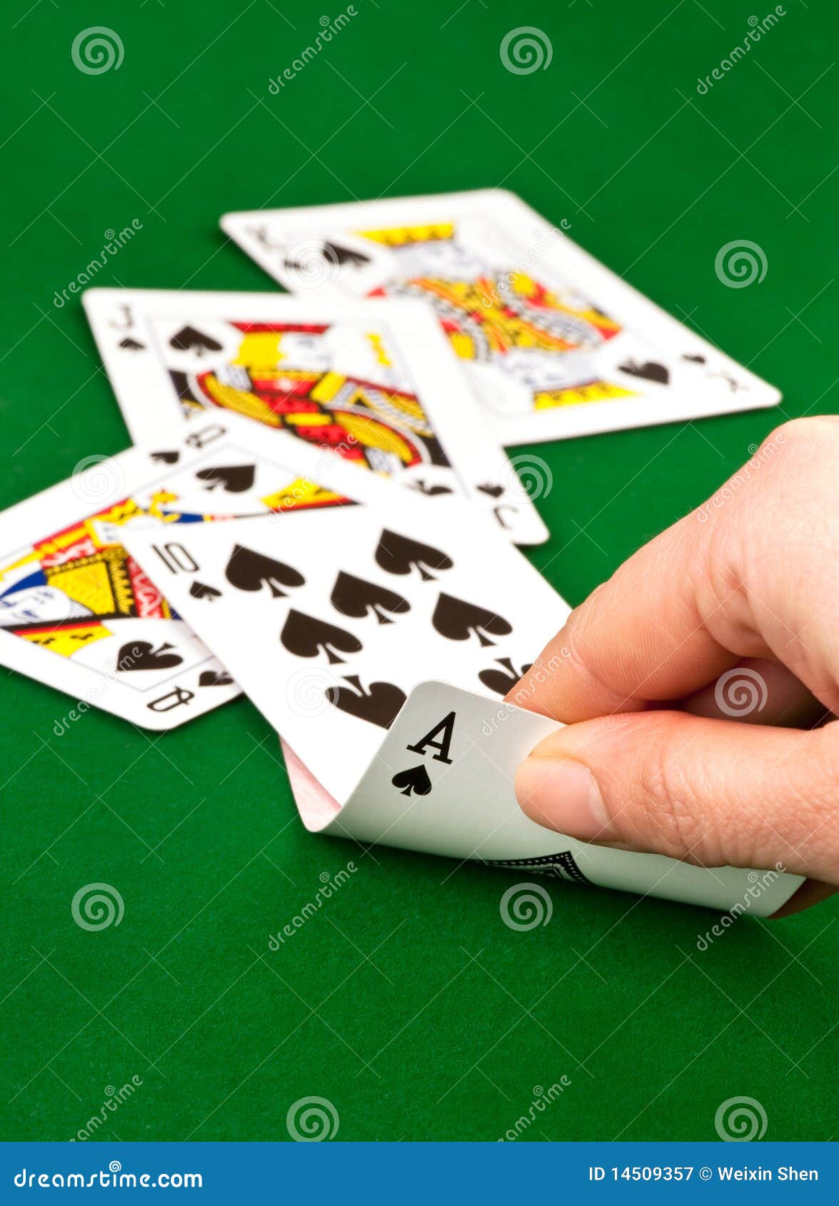 Getting a Straight Flush in Poker Game Stock Image - Image of gamble ...