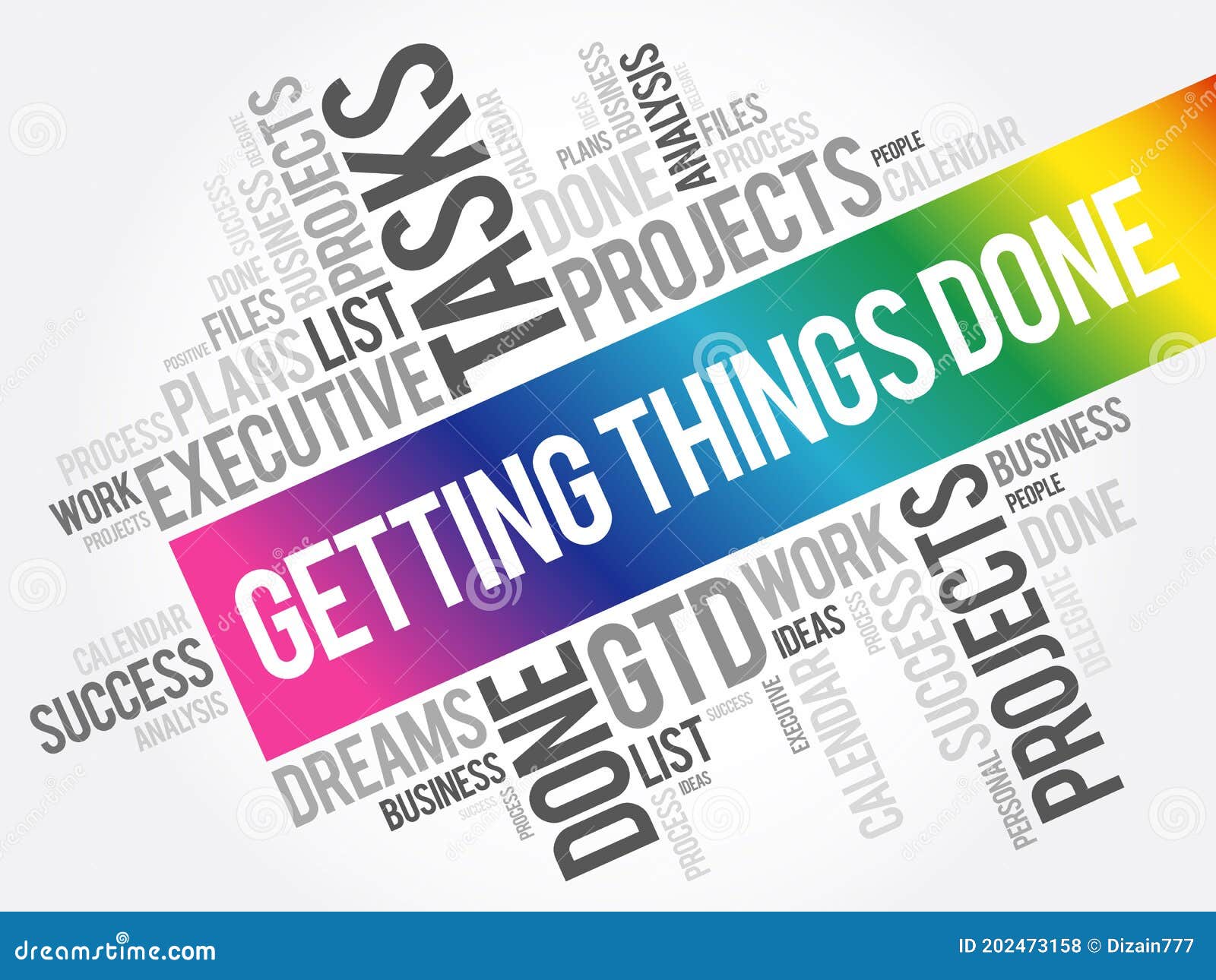 Getting Things Done Word Cloud, Business Concept Stock Illustration