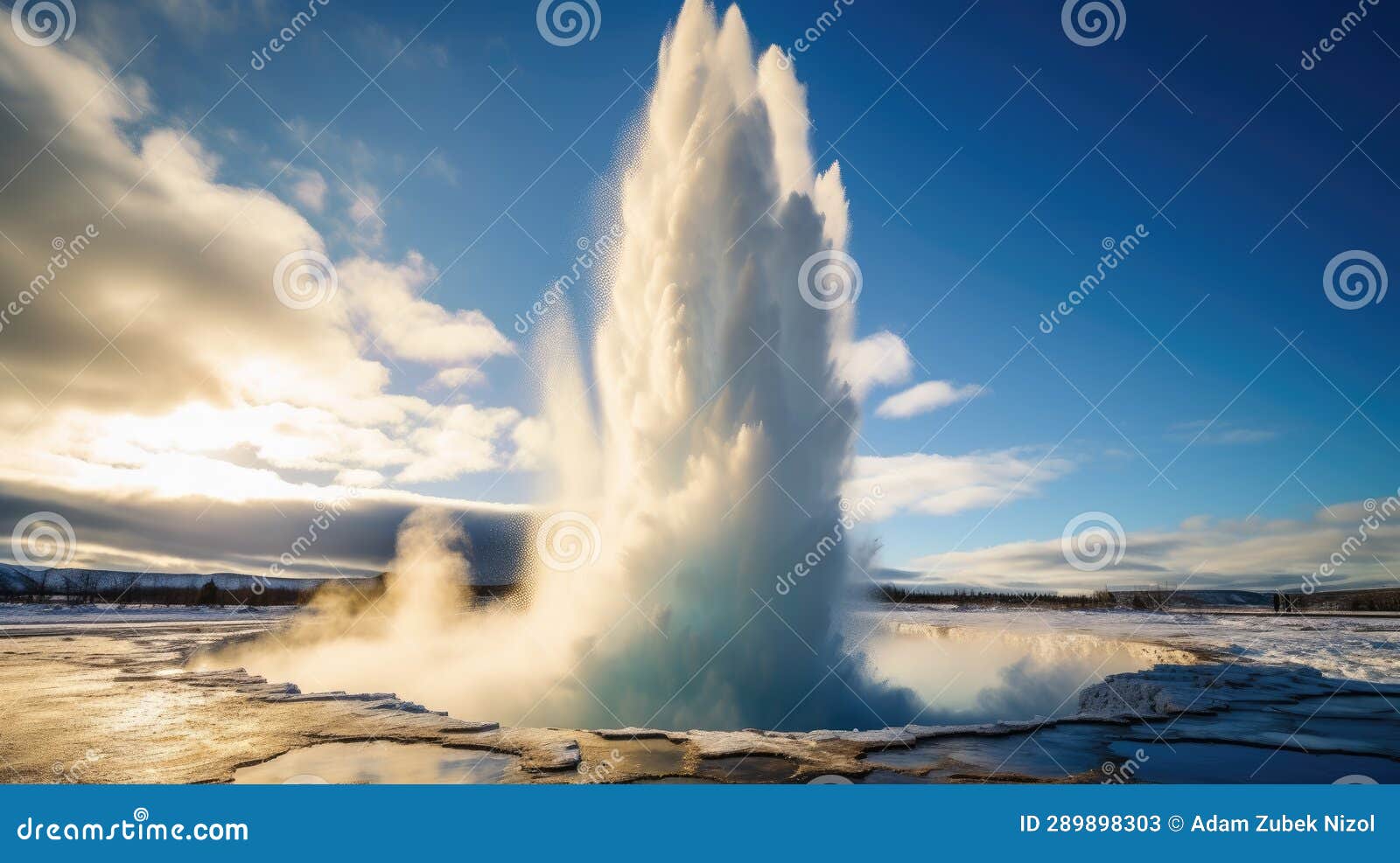 A Geyser Erupting in a Hot Spring Stock Illustration Illustration of