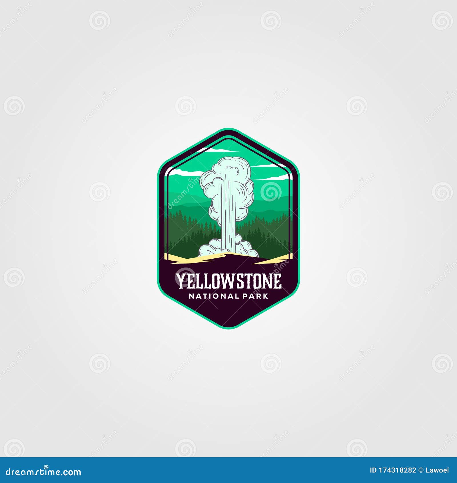 geyser eruption on yellowstone national park logo   