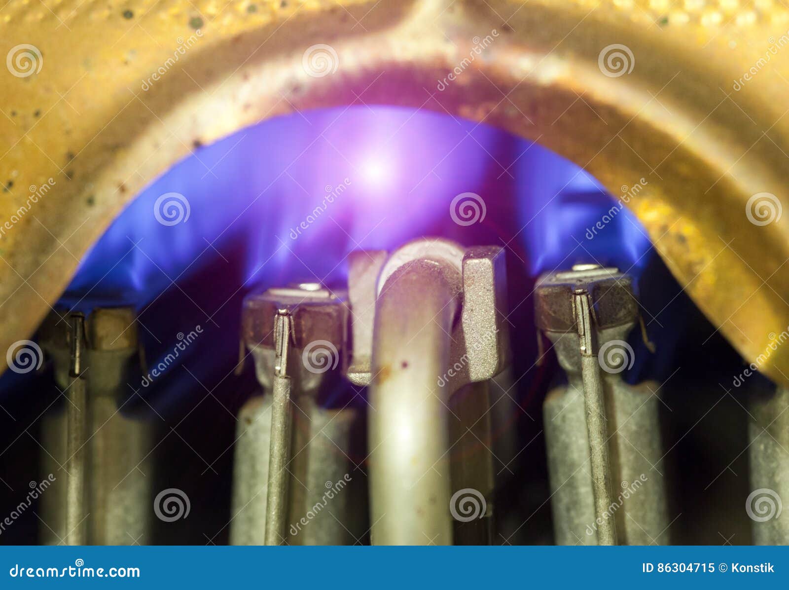 Geyser, Water Heater. the Flame of a Torch Stock Image Image of