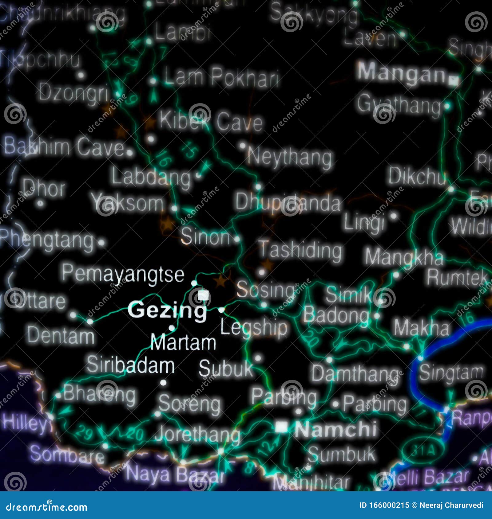gezing city name displayed on geographic map