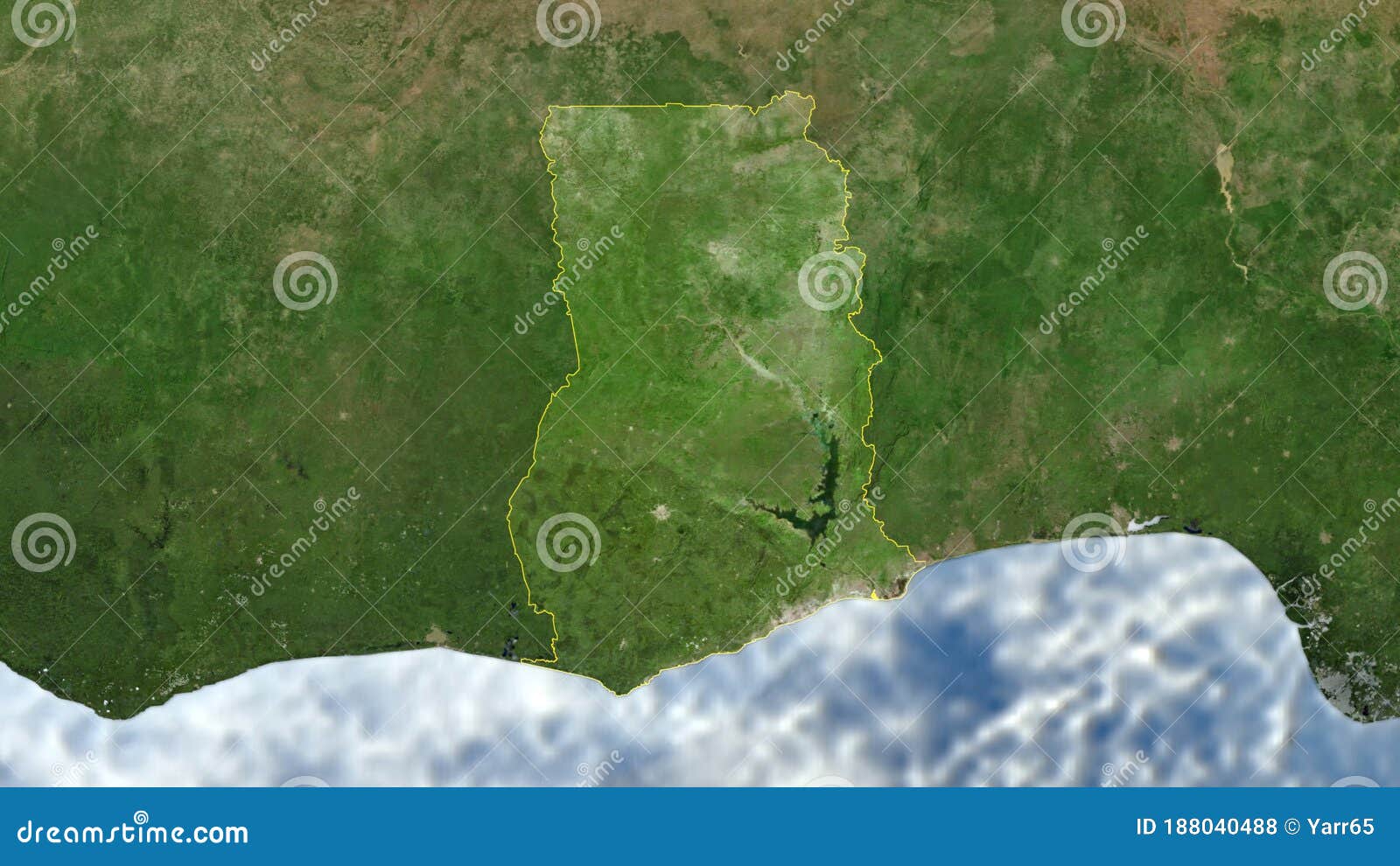 Ghana outlined satellite stock illustration. Illustration of