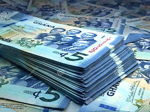 Ghanian Money Ghanian Cedi Banknotes 5 GHS Cedis Bills Stock Photo 