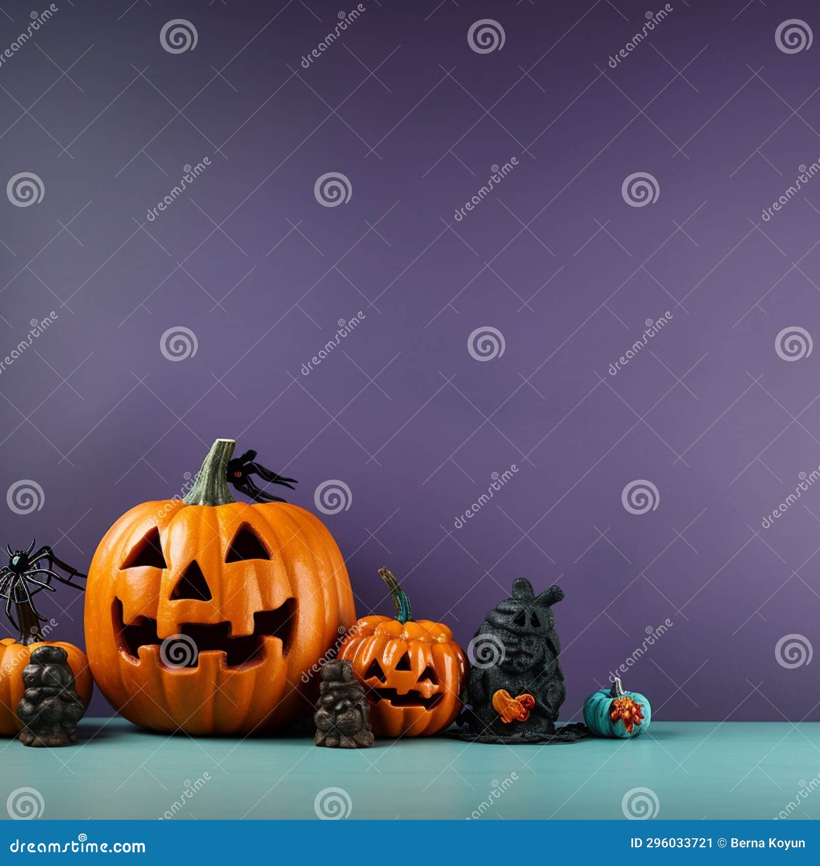 Ghastly Halloween Ghost with a Jacko lantern Stock Illustration