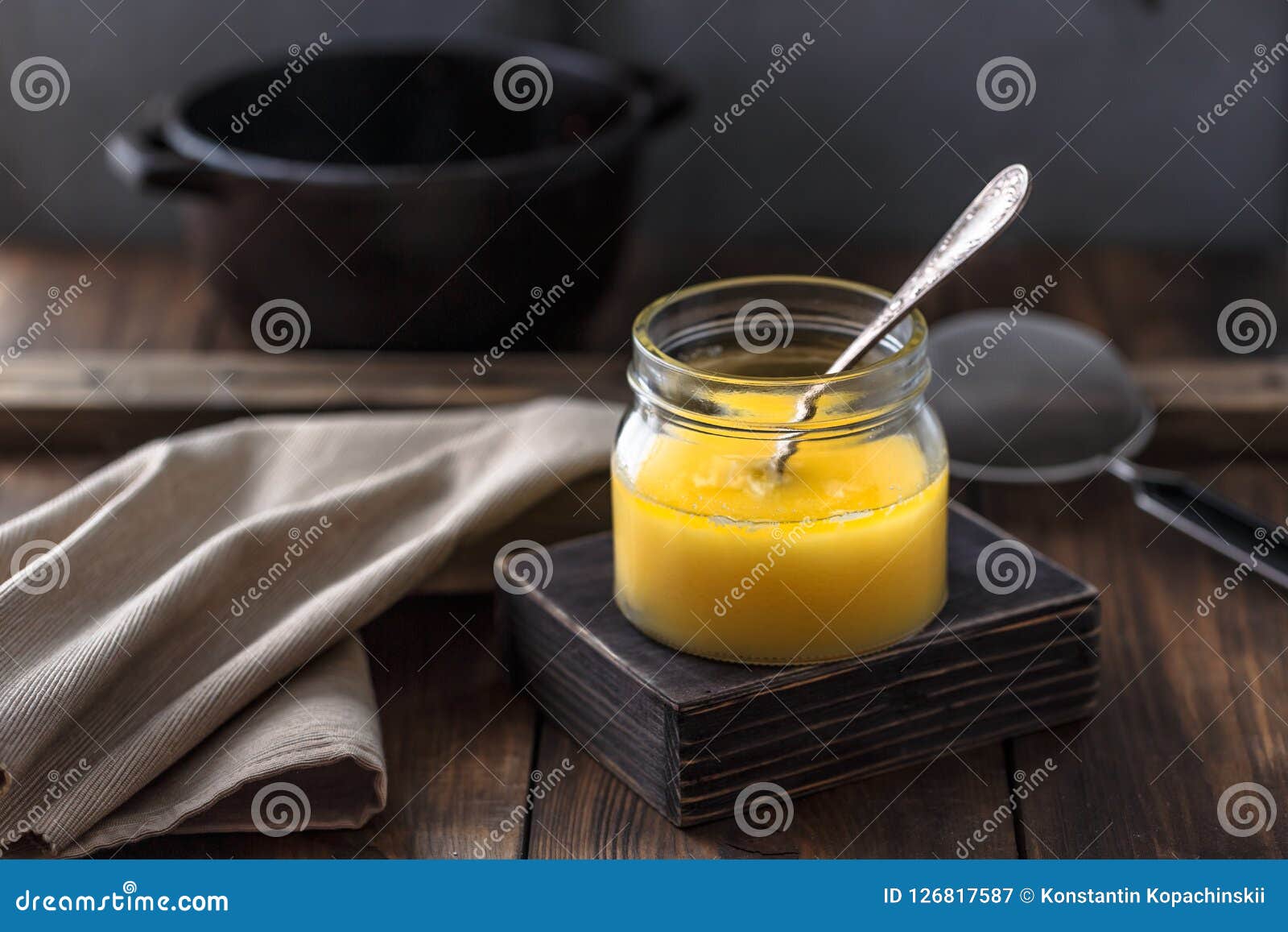 Download Ghee Or Clarified Butter In A Jar Stock Image Image Of Container Brass 126817587 Yellowimages Mockups