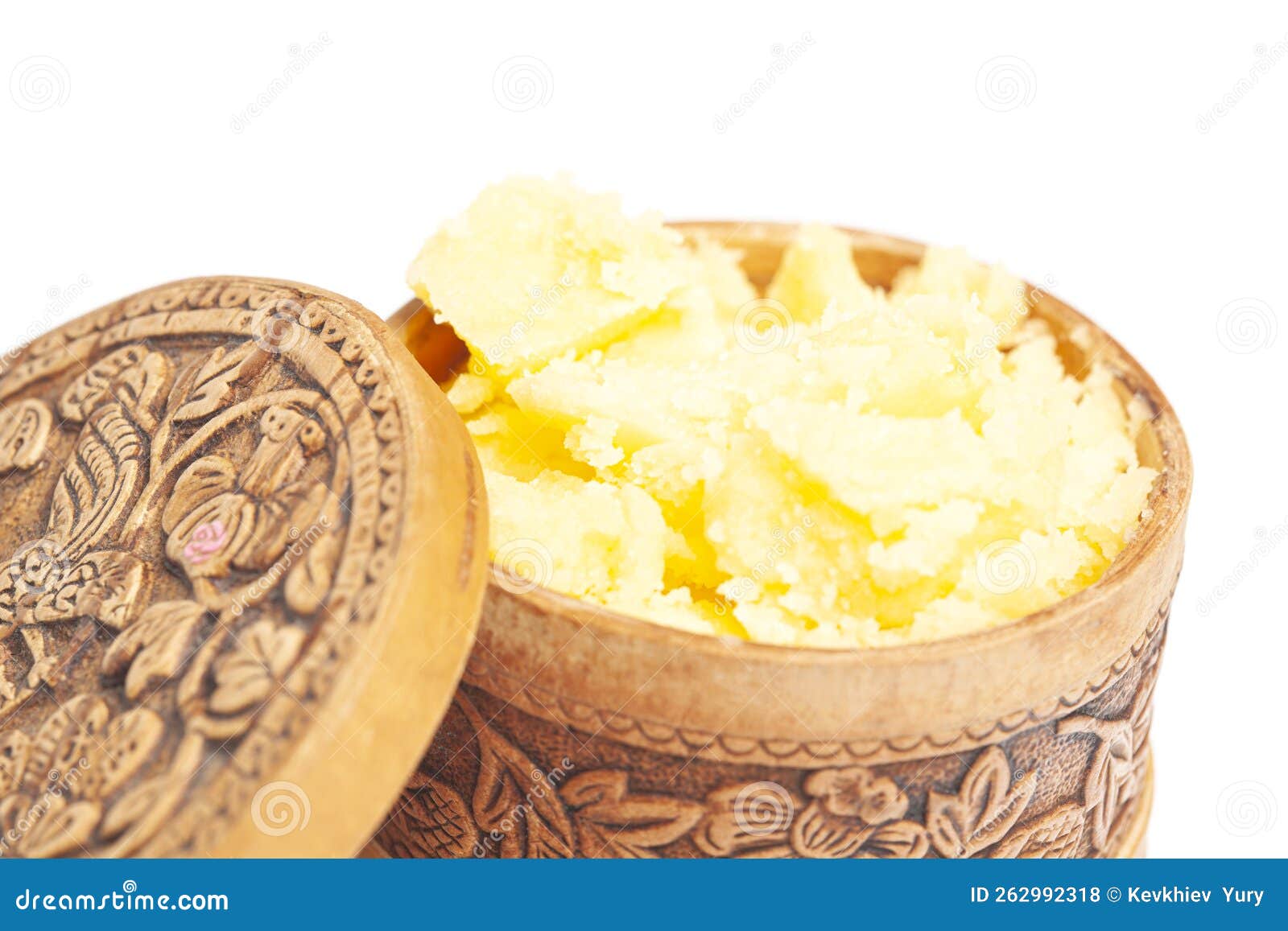 Ghee in Wooden Bowl Isolated on White Background Stock Photo Image of