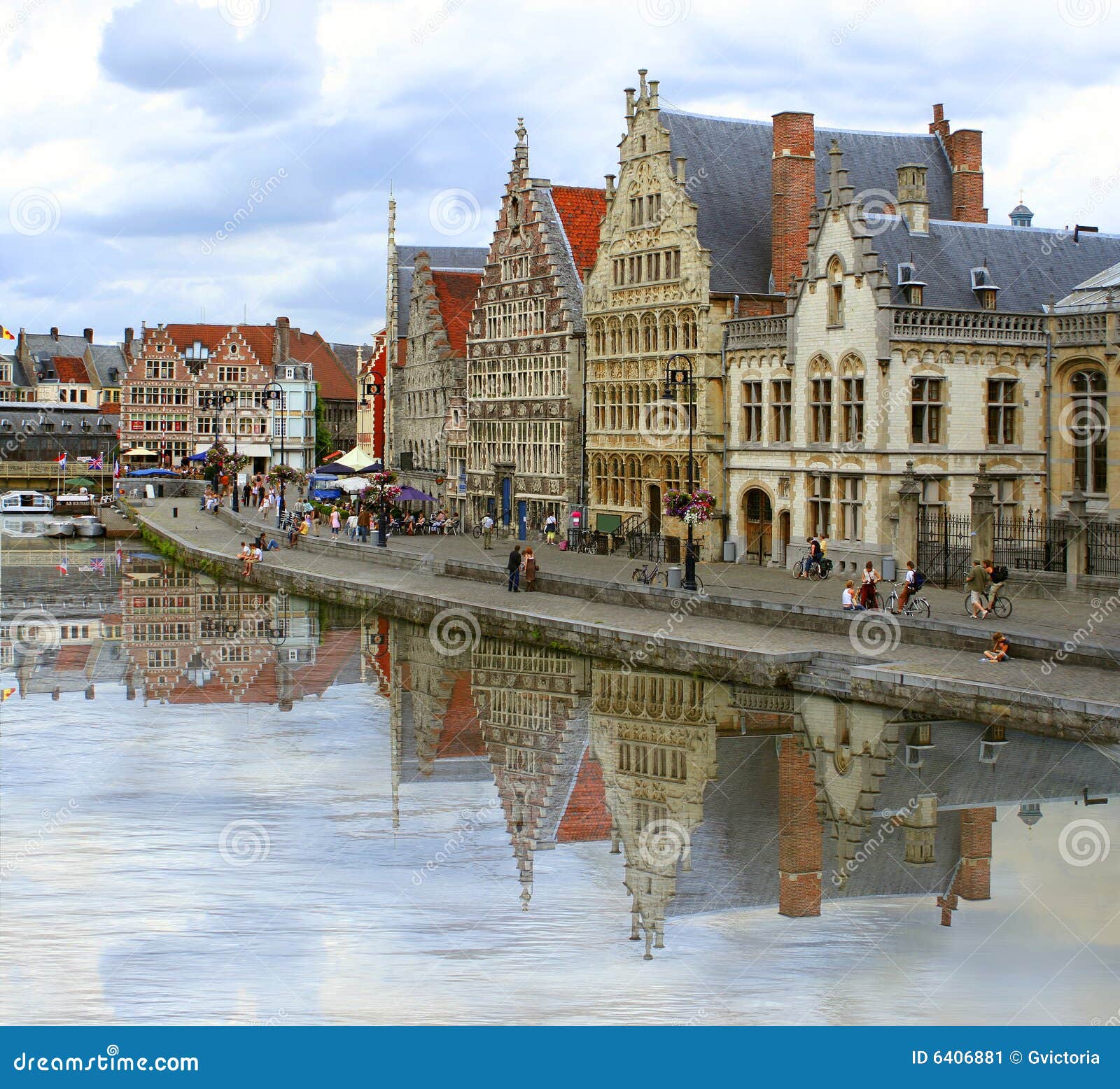 Ghent canal stock image. Image of gothic, boats, apartments 6406881