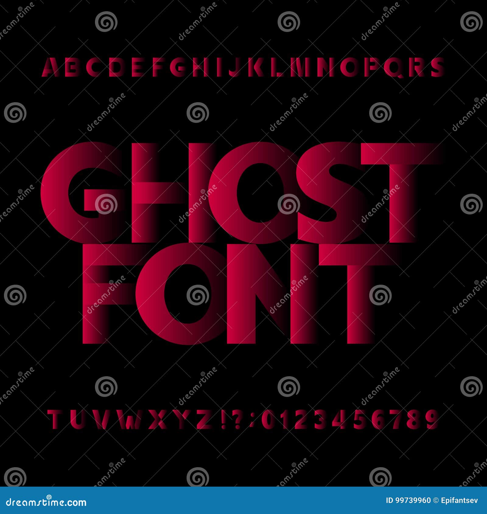 ghost alphabet  font. type letters s and numbers.