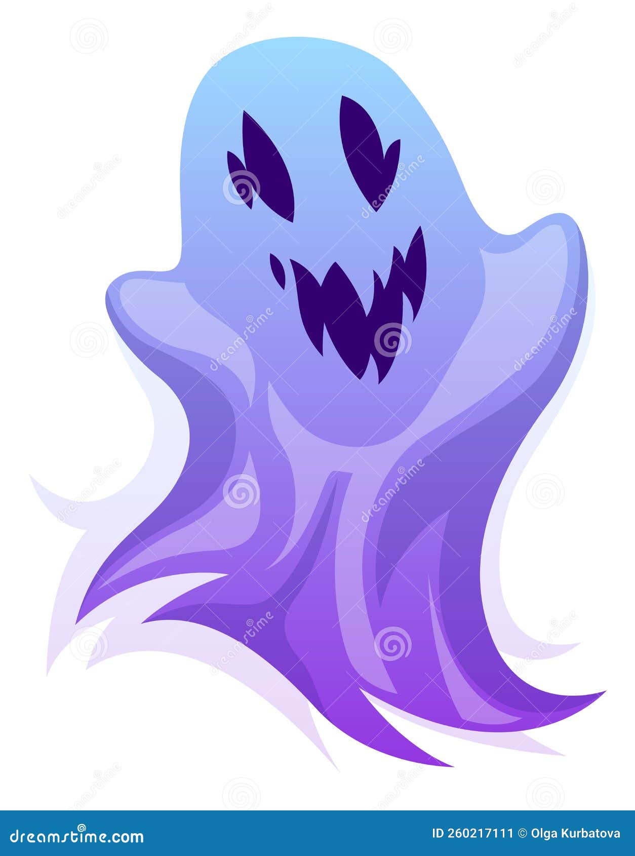 Ghost Character. Halloween Scary Ghostly Monster, Purple Spooks
