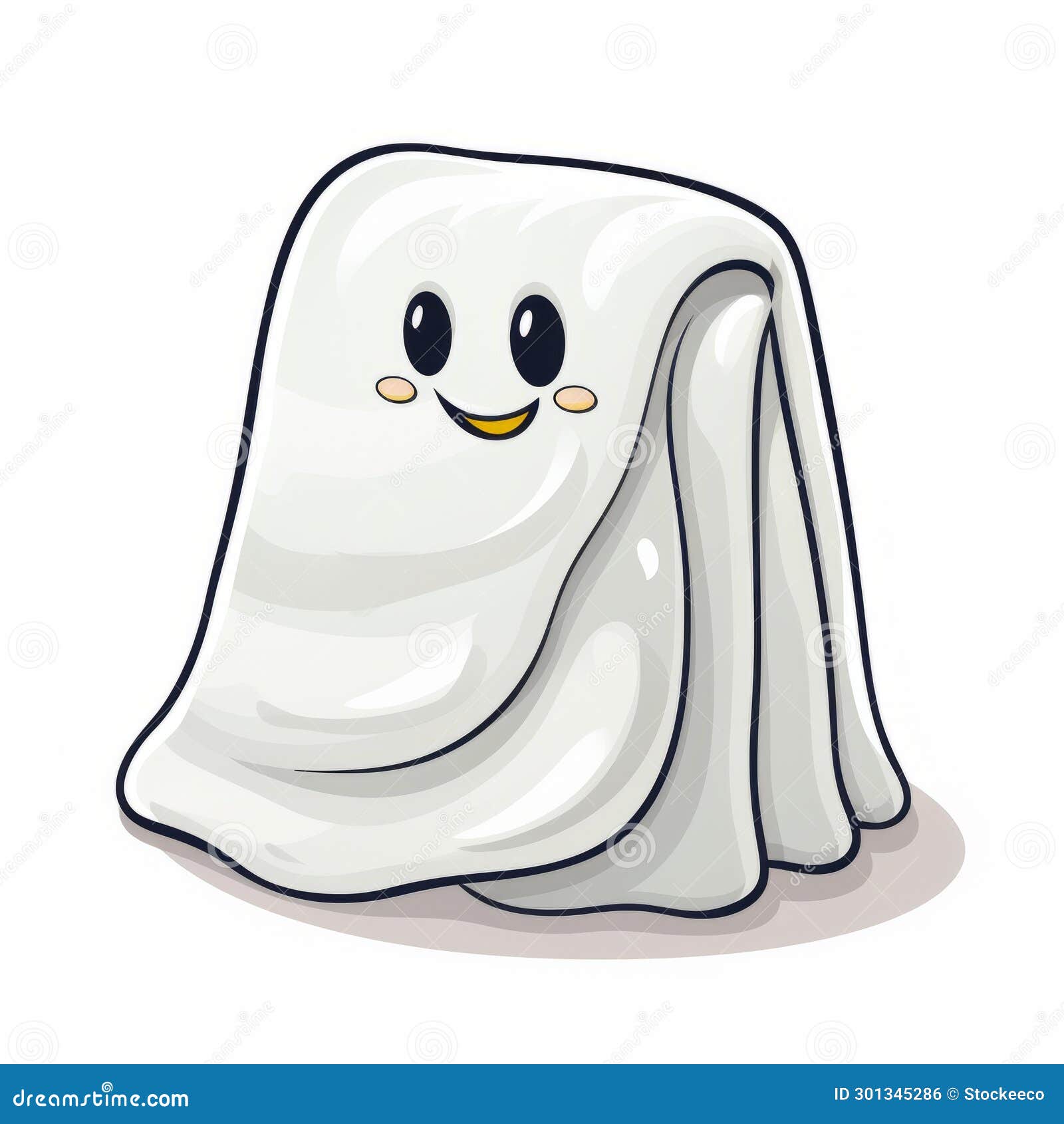 cute ghost cartoonish satire on white background with gutai group style