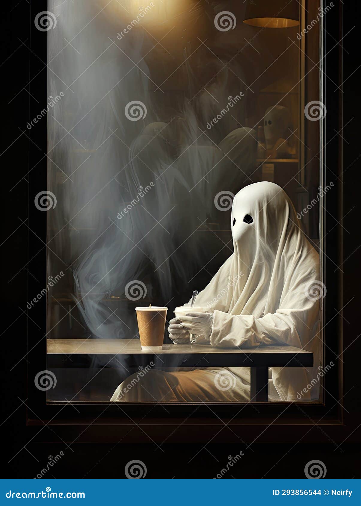 Ghost with coffee stock illustration. Illustration of drink 293856544