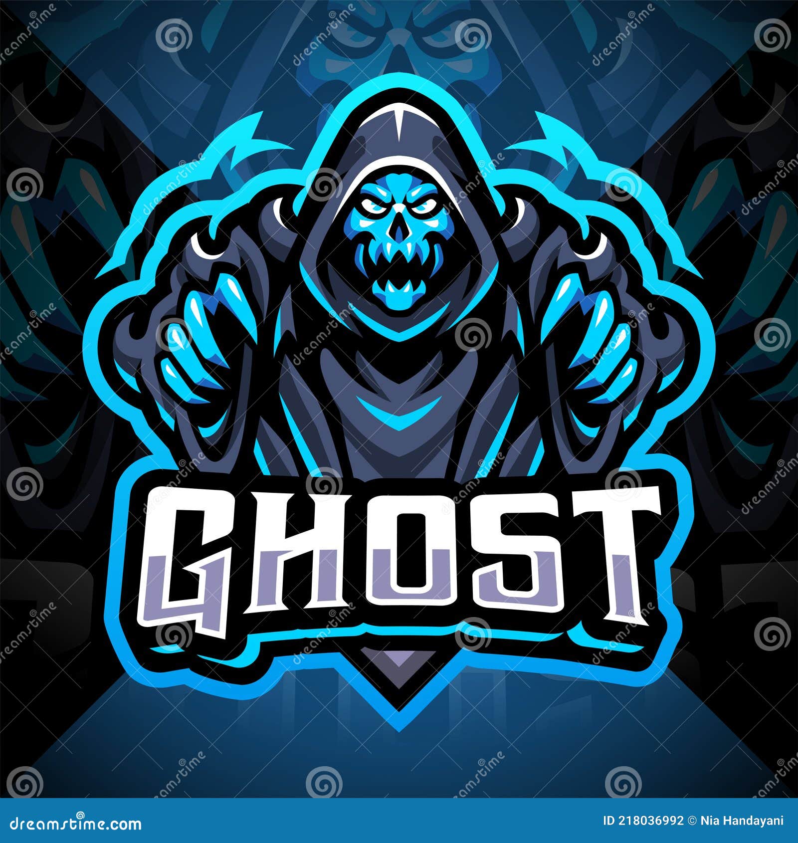 Mysterious gamer esport mascot logo design on transparent