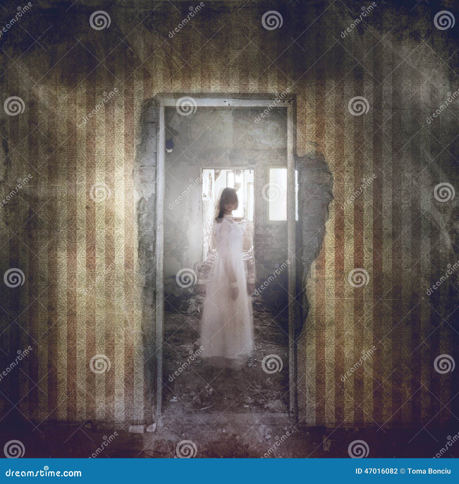 Female Ghost That Haunts His Room Ghost Girl in White Appears in the Room Stock Photo - Image of creepy