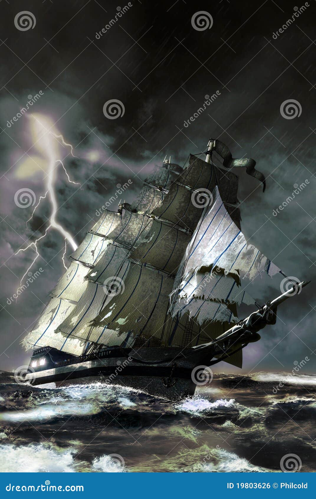 Ghost ship stock illustration. Illustration of ocean ...