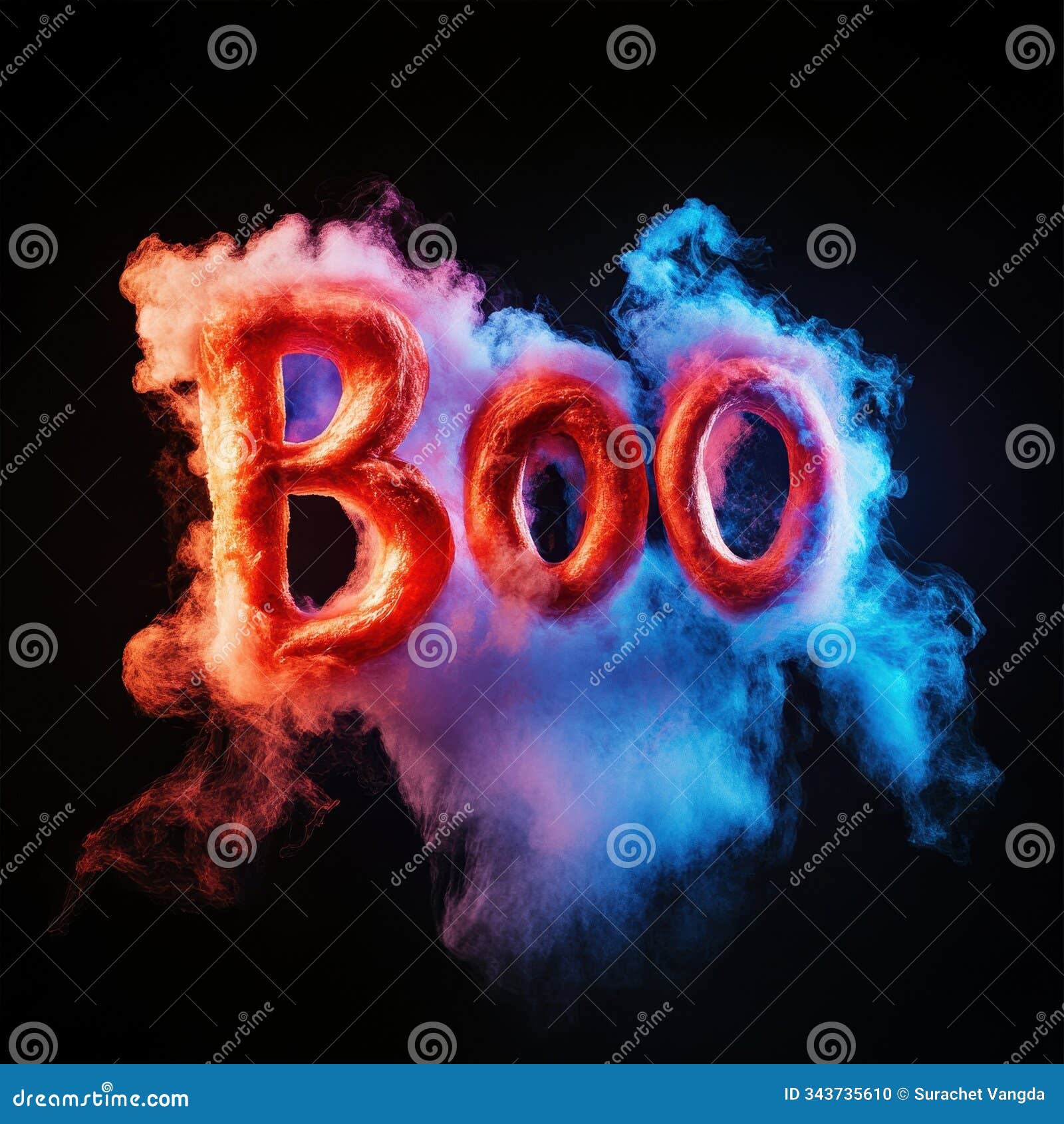 ghostly shadows with boo in foggy background