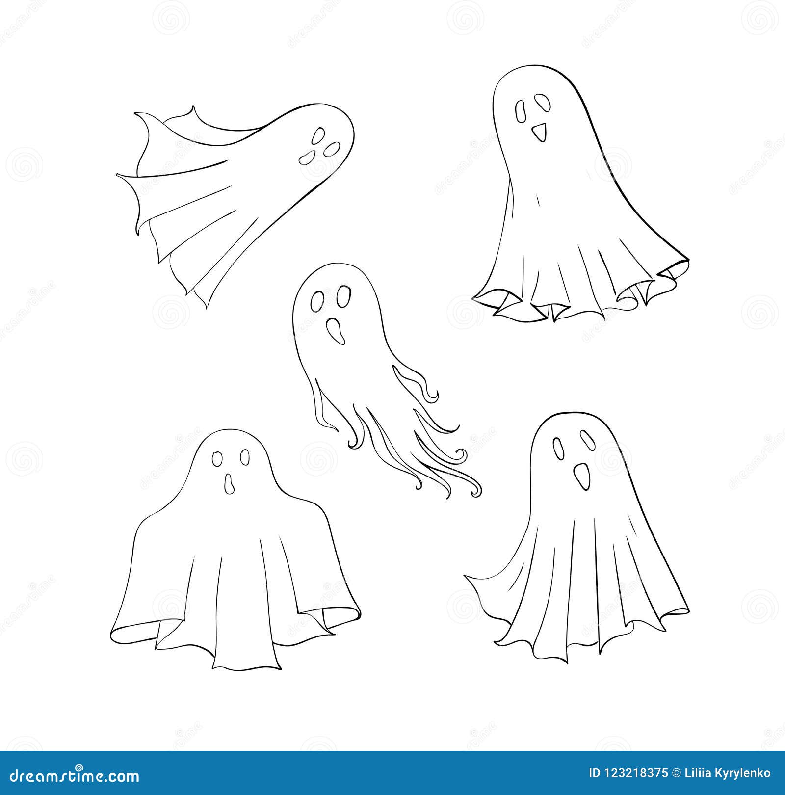 Ghosts Set. Symbol of Halloween. Spook Character of Horror Stock  Illustration - Illustration of festival, apparition: 123218375