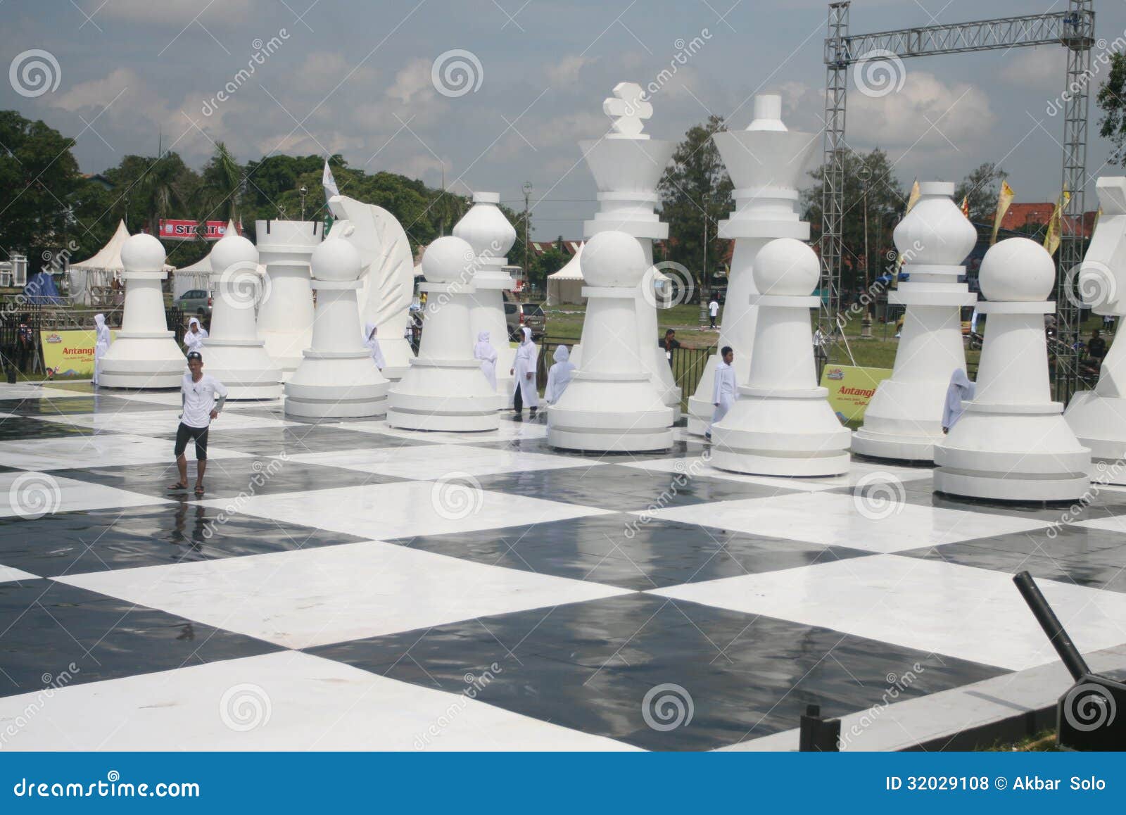 Giant chess set in a hotel adult play area Madeira Portugal Stock Photo -  Alamy