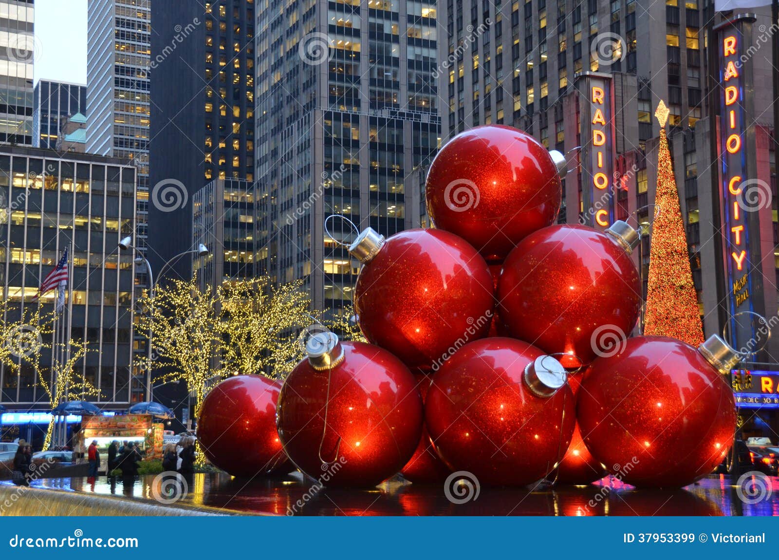 Giant Christmas Ornaments, New York Editorial Stock Image 