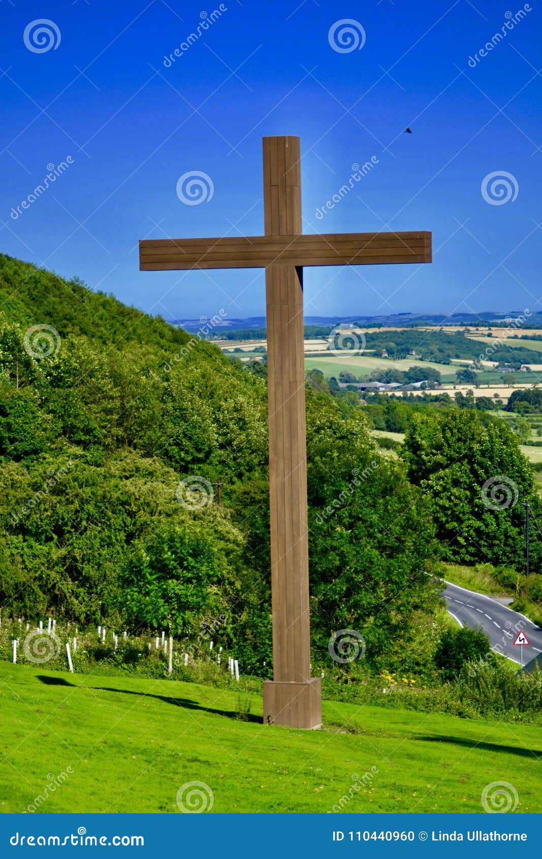 Giant Cross on the Hillside Stock Photo Image of country, religion