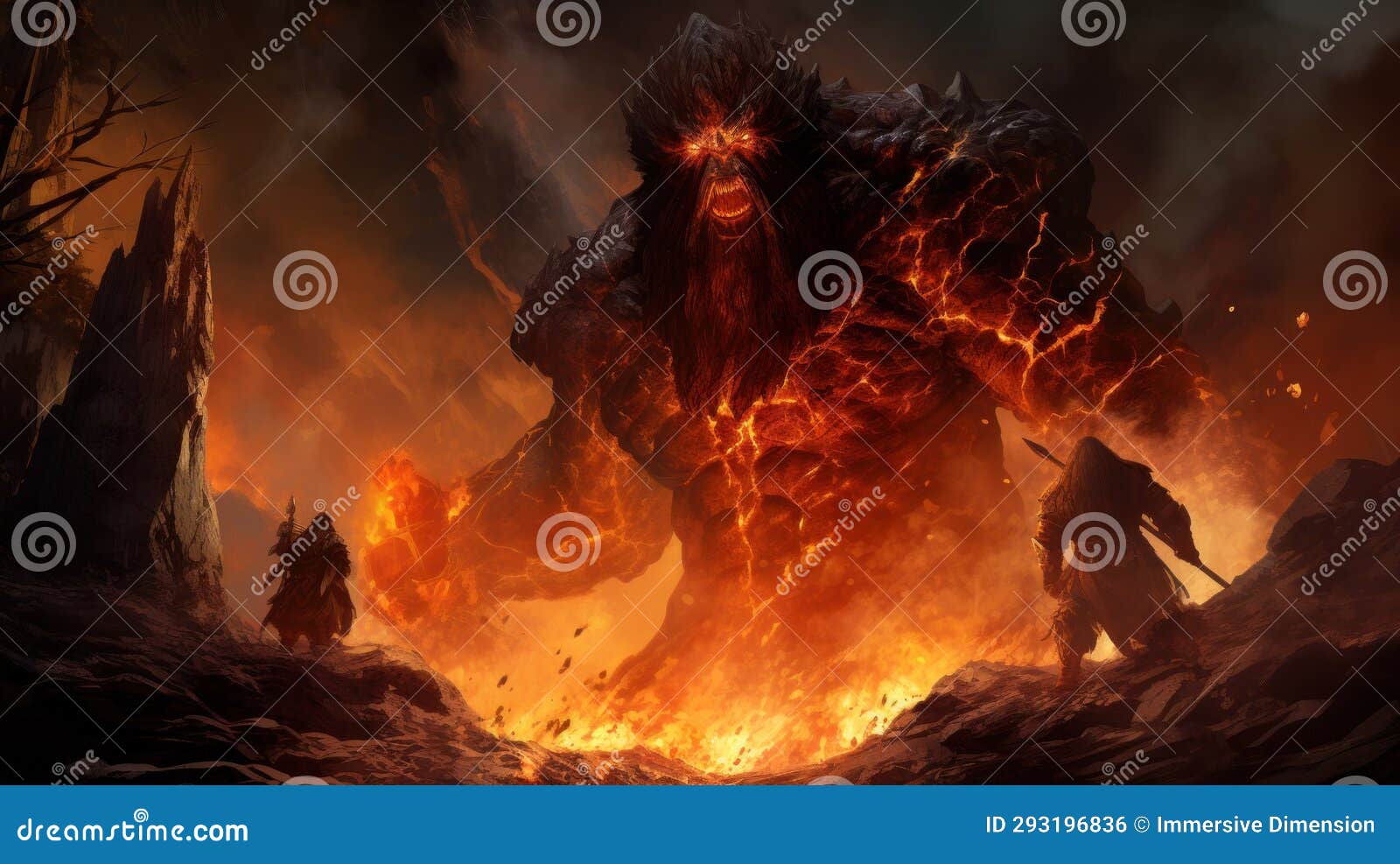 Giant of Fire in Muspelheim Realm of the Fire and Magma. the Fantasy ...
