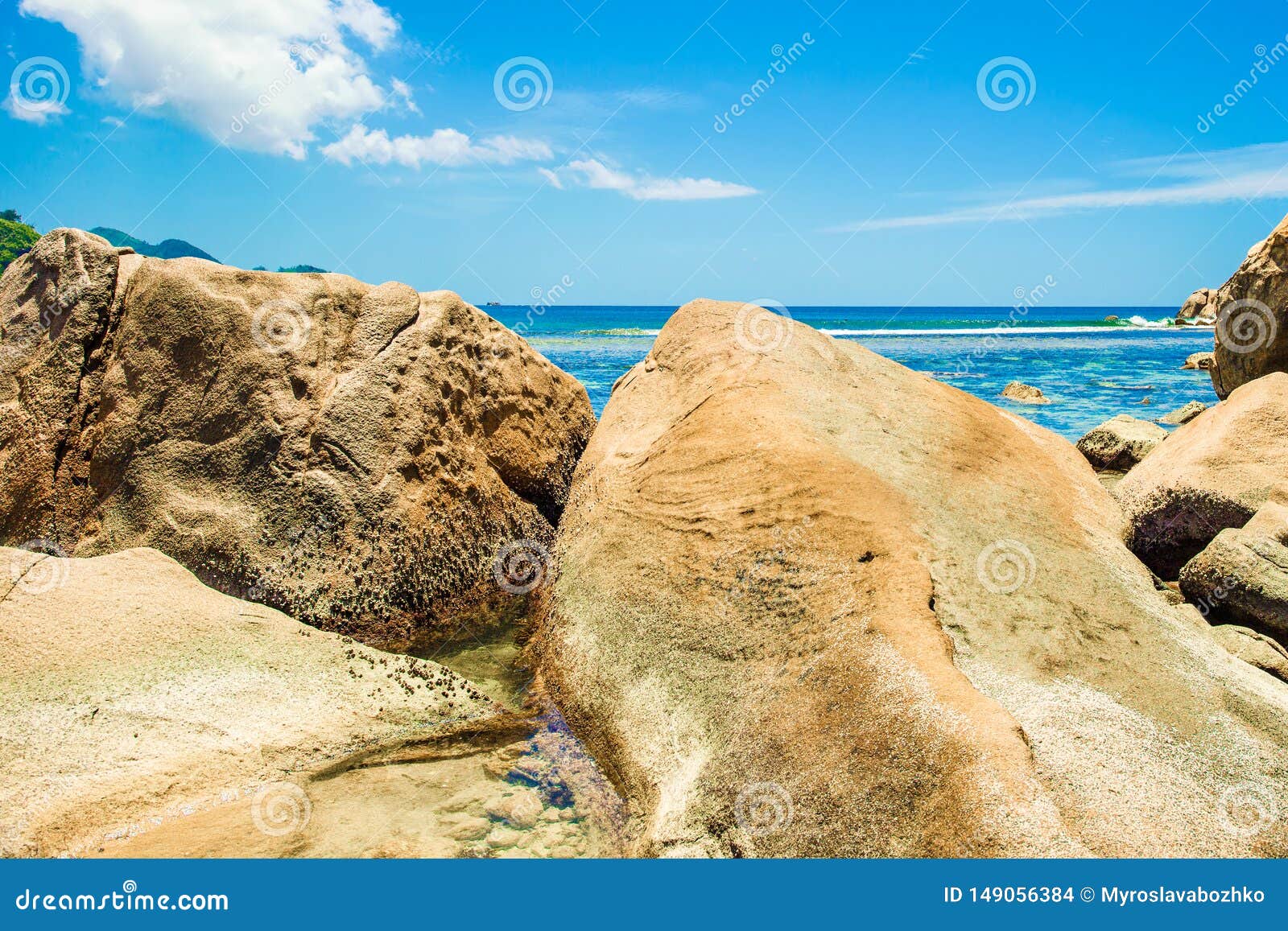 The Giant Granite Boulders on the Beach Stock Photo - Image of praslin ...