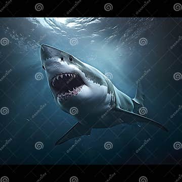 Giant Great White Shark Wallpaper Background or Etc. Stock Illustration