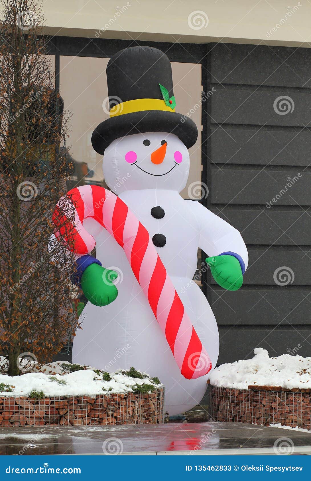 Giant Outdoor Inflated Snowman Christmas Decor Stock Image - Image of ...