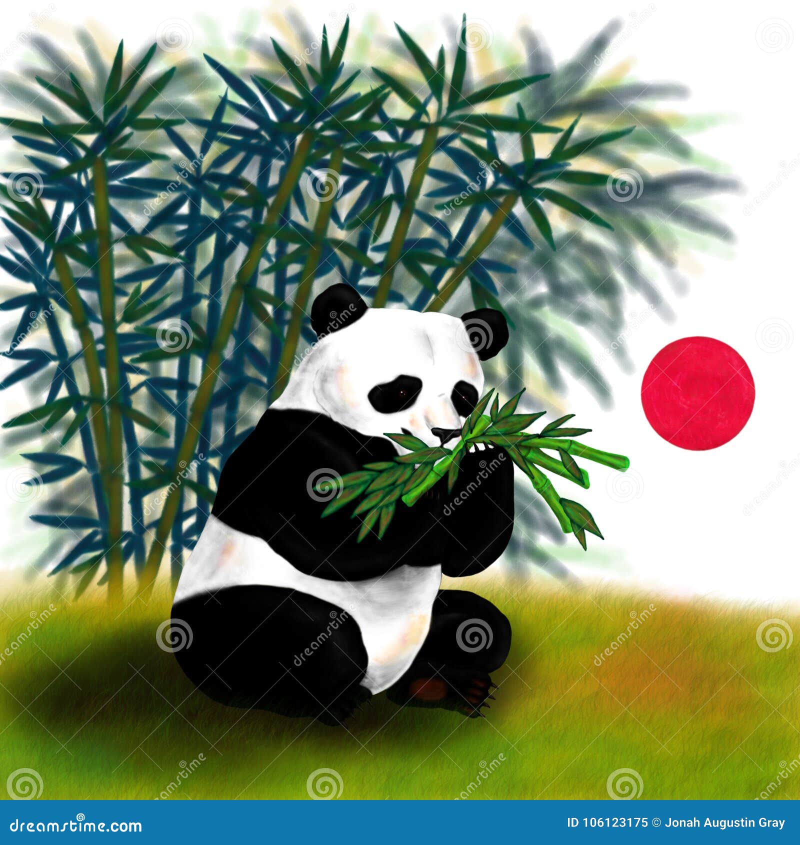 Giant Panda Sitting and Eating Bamboo the Spirit of Asia, Stock  Illustration - Illustration of freedom, bear: 106123175