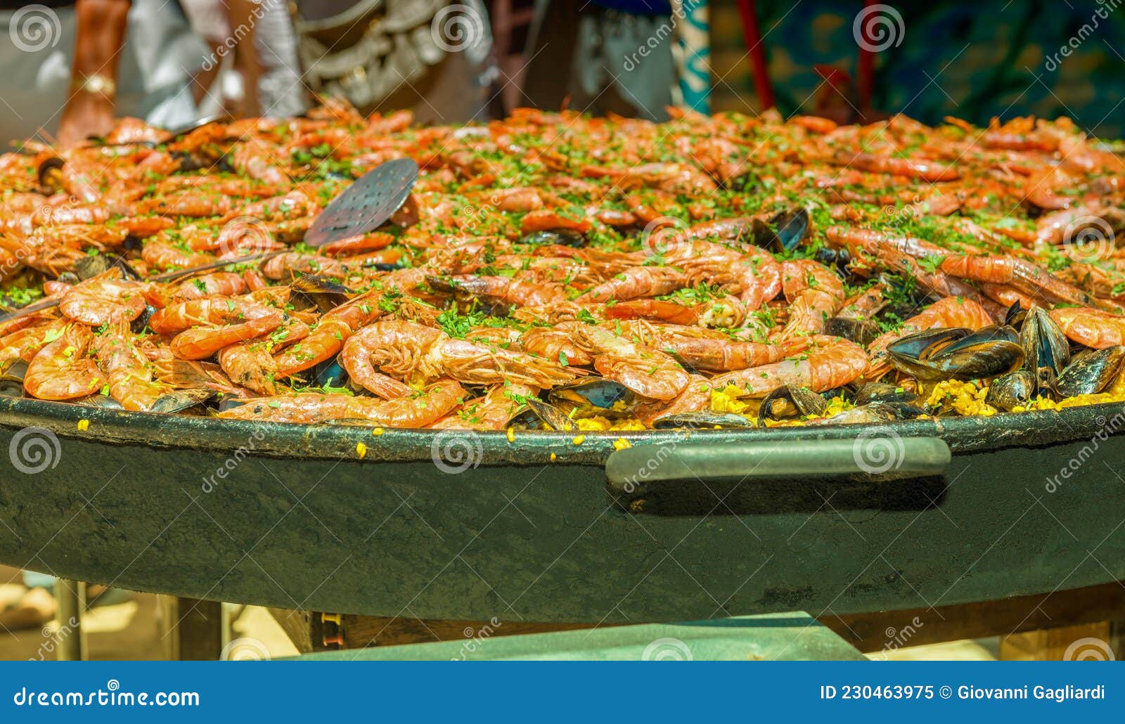 Giant rice paella stock image. Image of crustacean, crockery 230463975