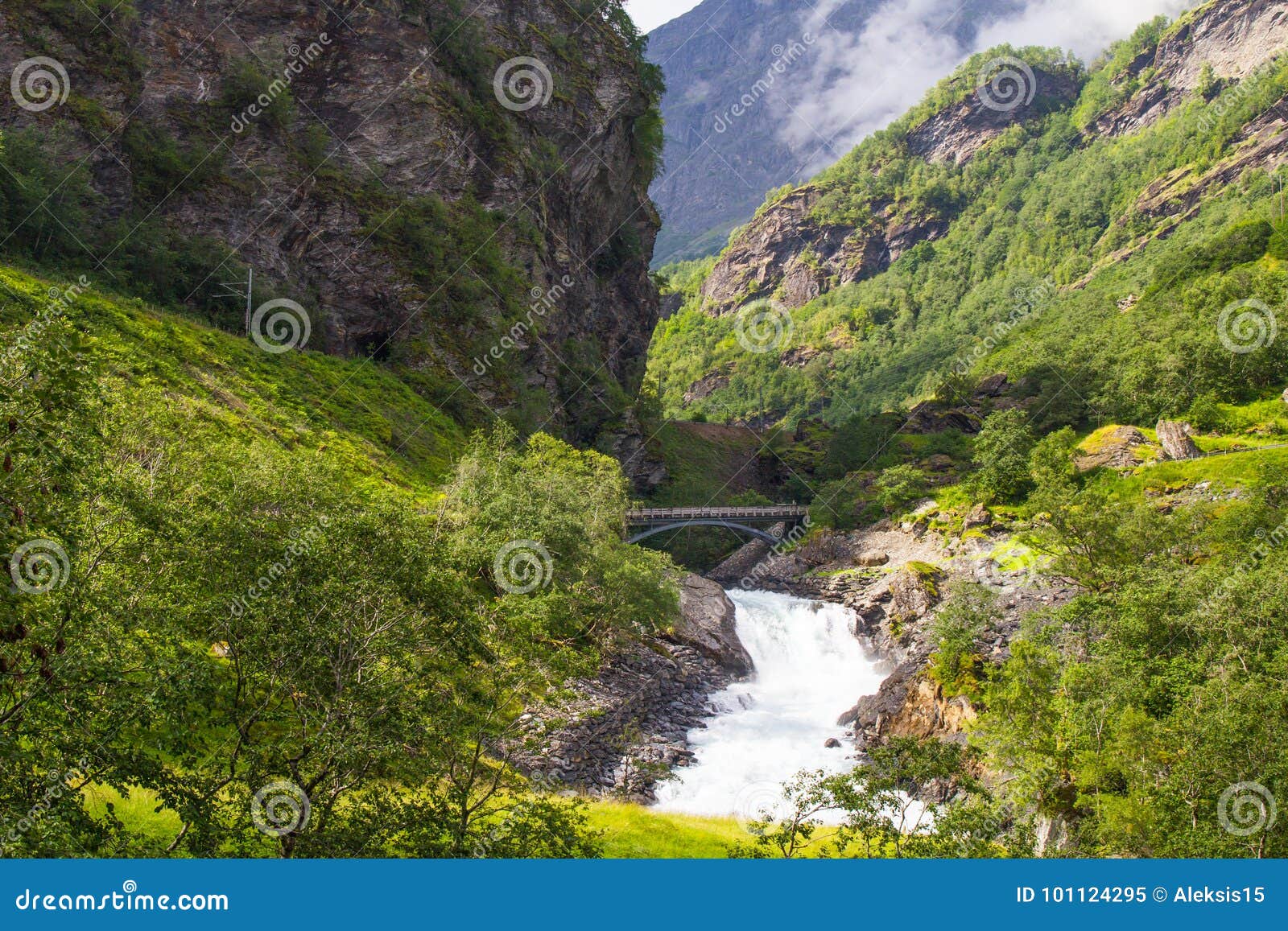 giant kjosfossen waterfall by the flam to myrdal railway line norway