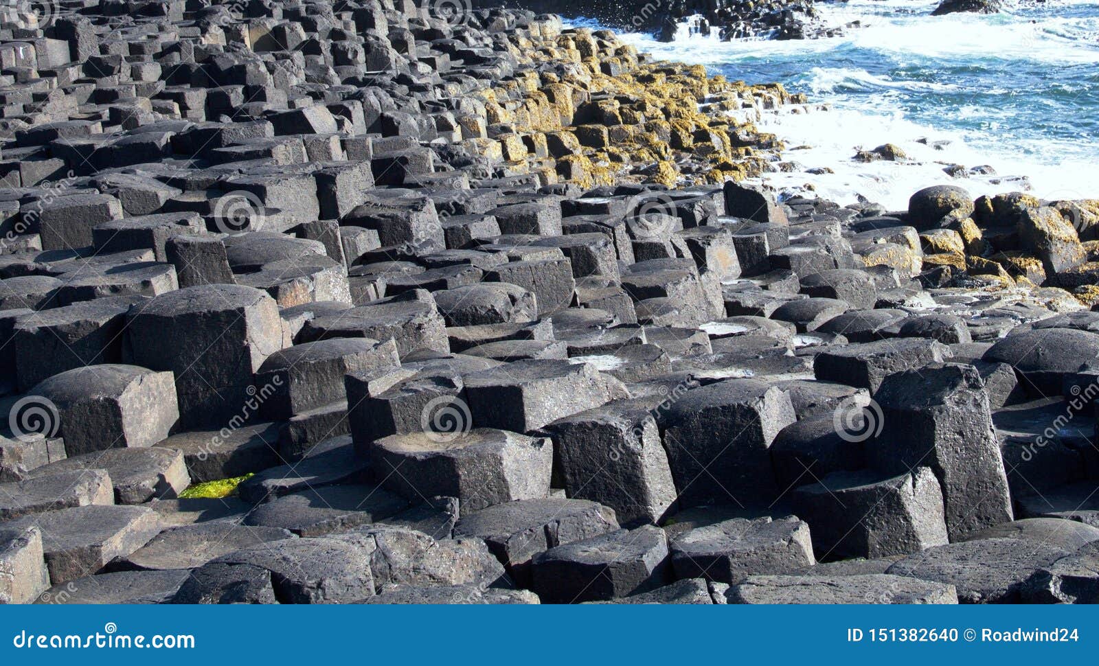 giant`s causeway basalt columns close-up