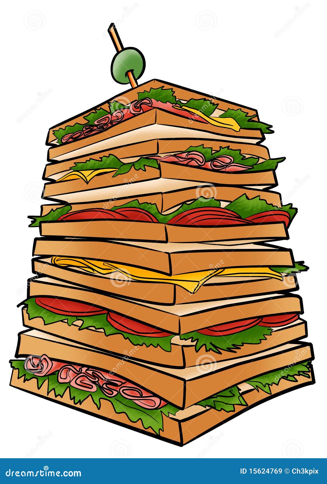 Giant sandwich stock illustration. Image of cartoon, lettuce  15624769