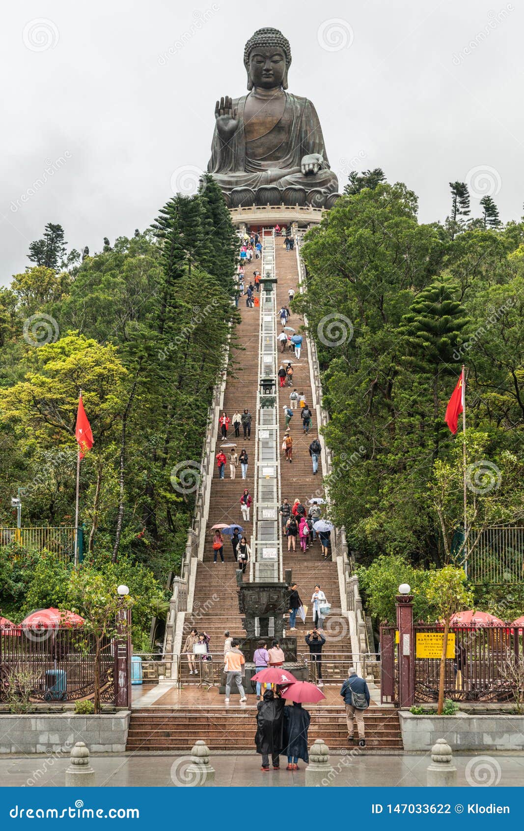 Giant Tian Tan Buddha on Top of Hill, Hong Kong China Editorial