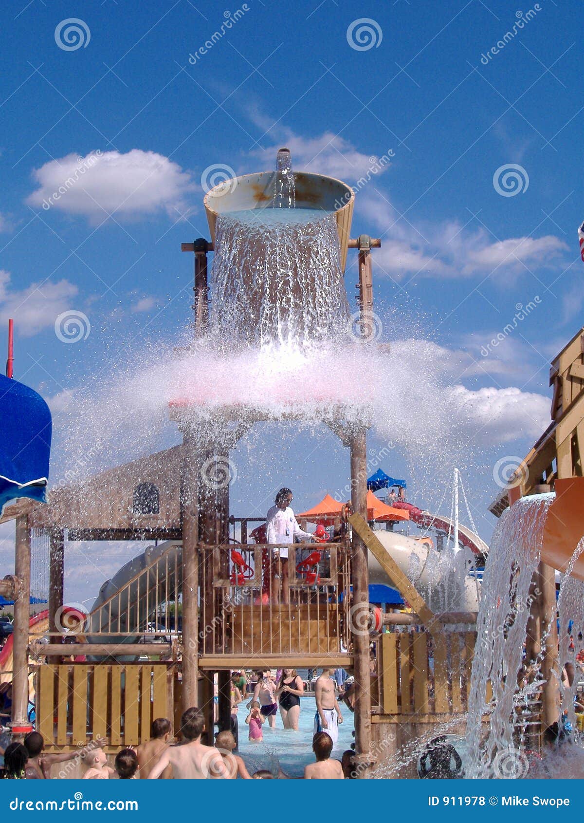 Giant Water Bucket at Water Park Spills Stock Photo Image of waterpark, swimming 911978