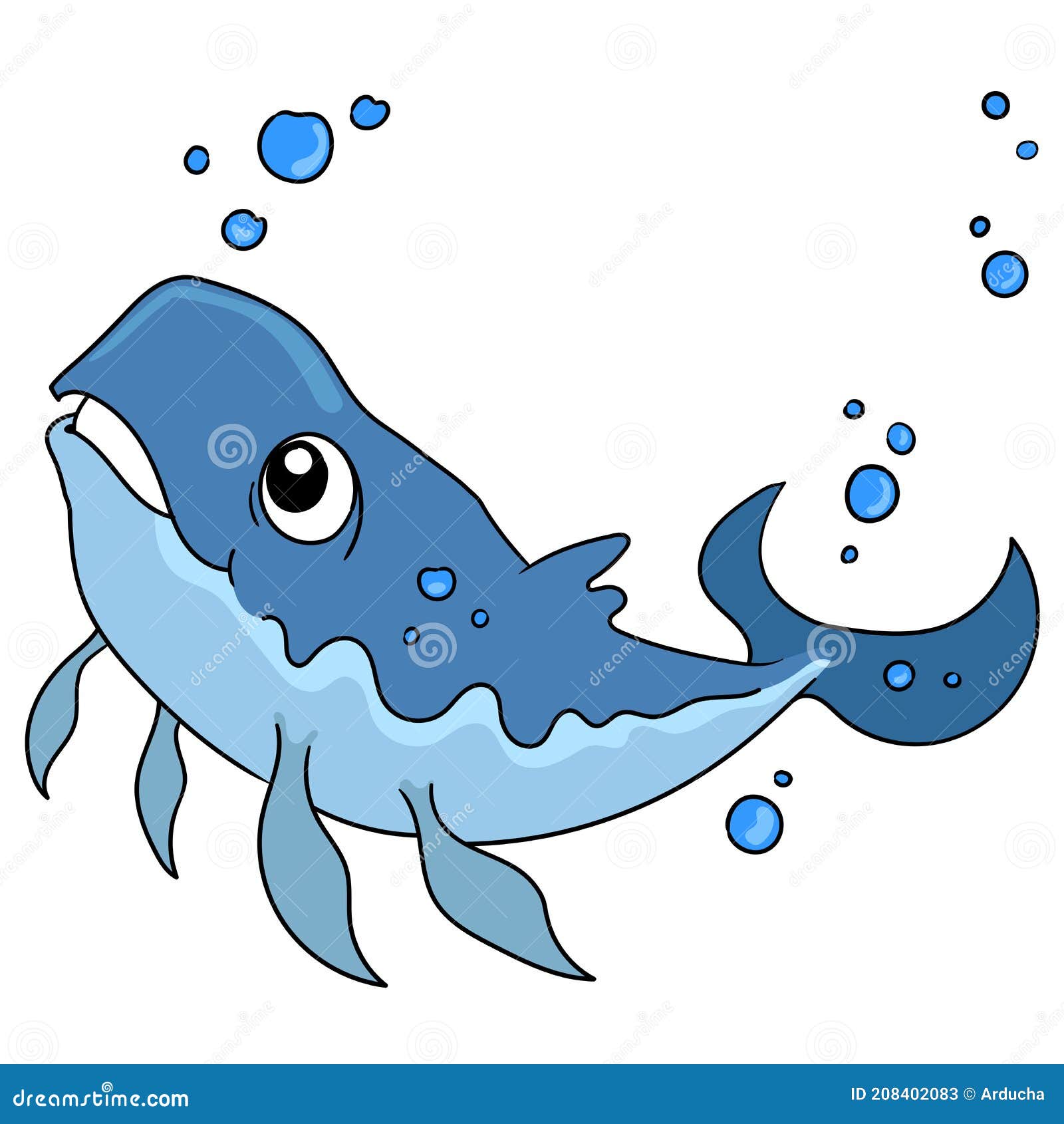 A giant whale swimming stock vector. Illustration of monster - 208402083