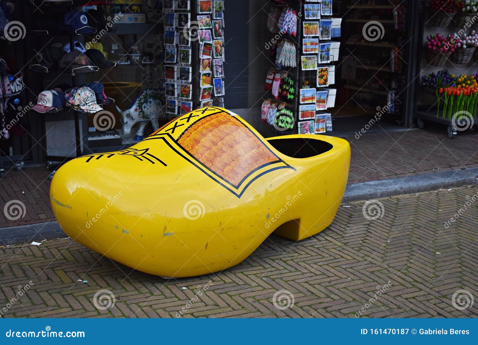 A Giant Yellow Wooden Clog, in Front of a Souvenir Shop, in Delft ...