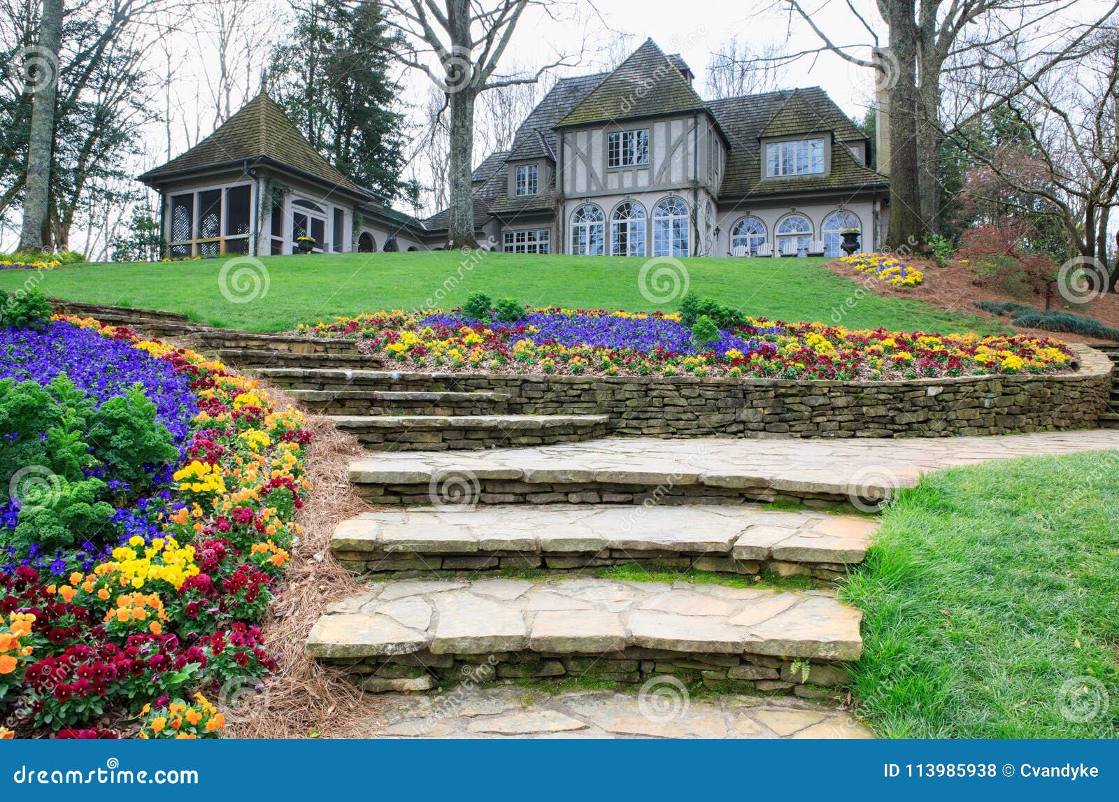 Gibbs Gardens Manor House Georgia Stock Photo Image Of Spring