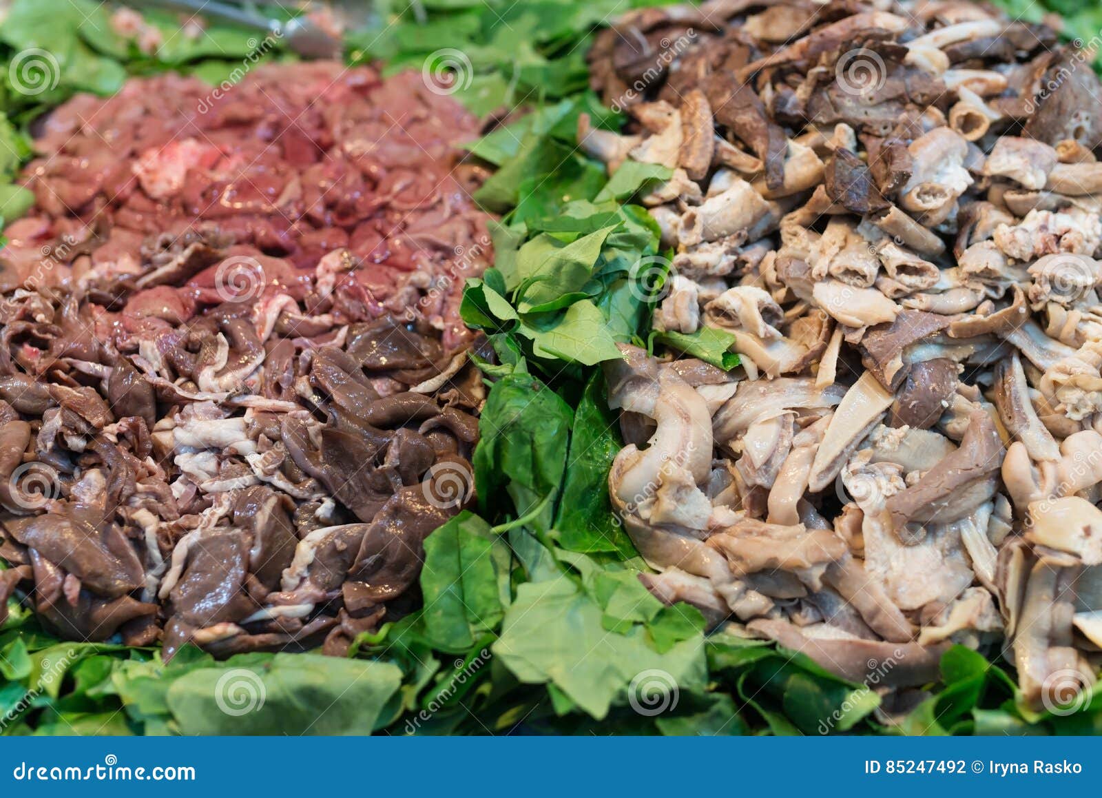 Giblets on the Salad Lungs, Liver, Guts Stock Photo Image of cutting