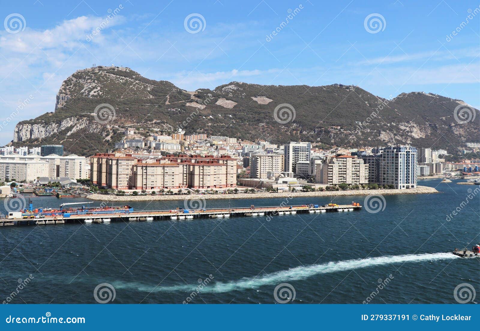 Gibraltar Harbour Port with the Iconic Rock of Gibraltar in the
