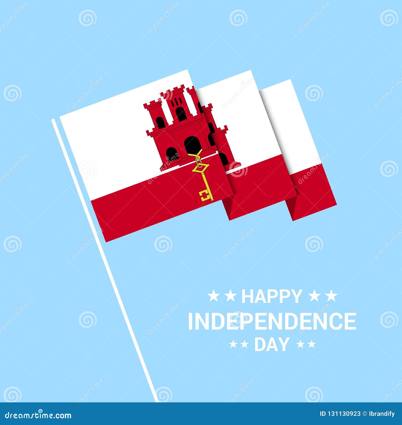 Gibraltar Independence Day Typographic Design with Flag Vector Stock