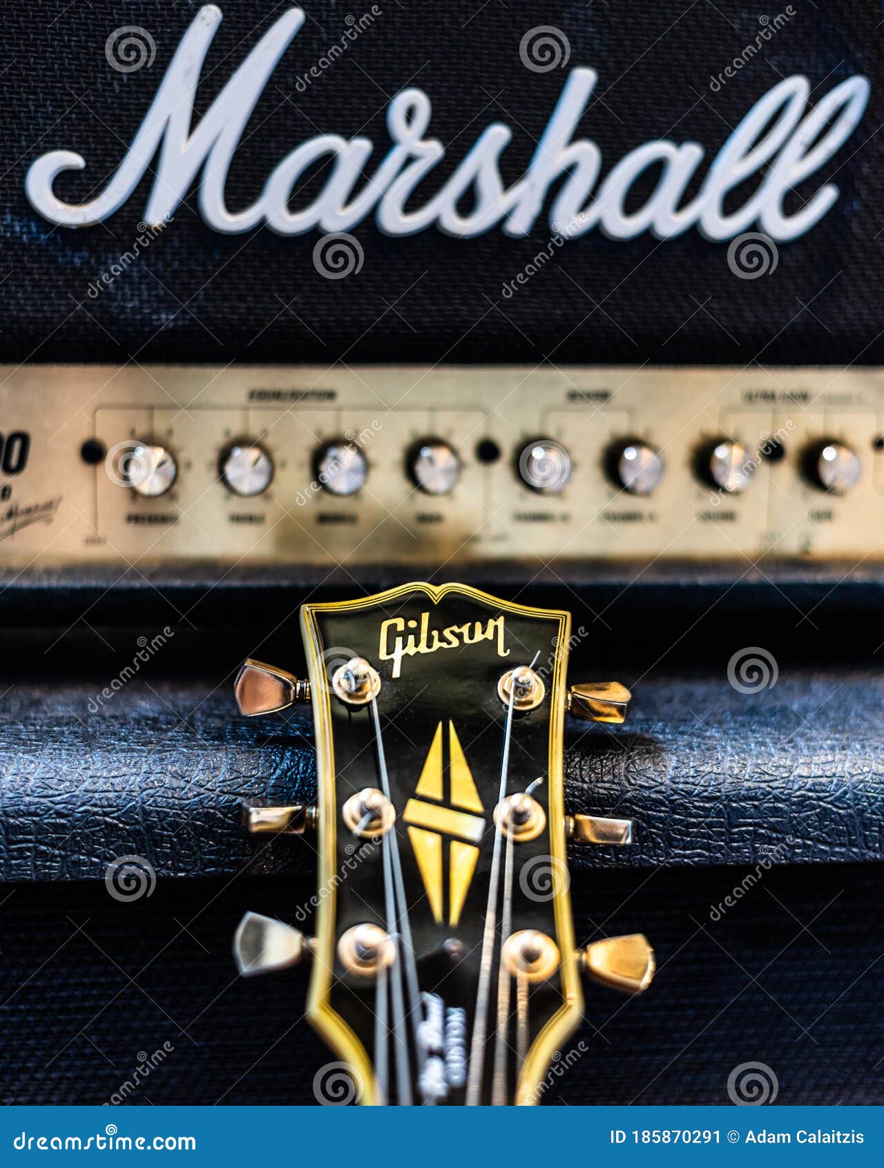 Gibson Guitar and Marshall Amplifier Editorial Photo - Image of