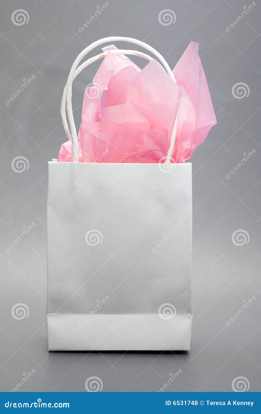 Gift Bag With Pink Tissue Paper Stock Photo - Download Image Now
