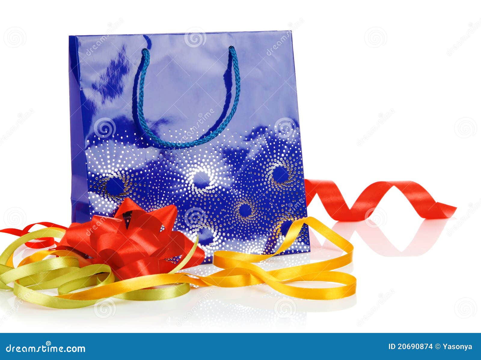 Gift Bag with Bow and Ribbons Stock Photo Image of isolated, ornament