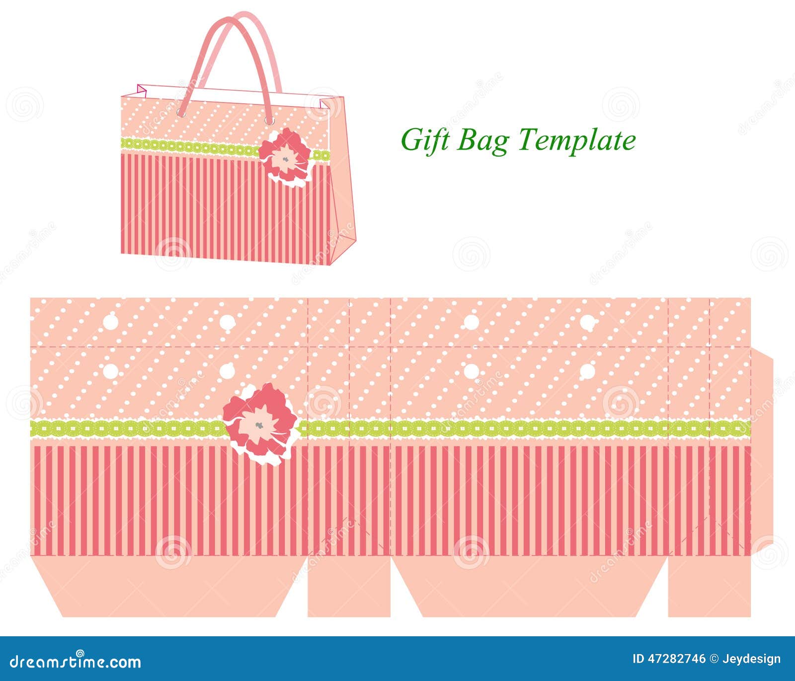 Gift Bag Template with Stripes and Flower Stock Vector Illustration Gift Bag Template with Stripes and Flower Stock Vector Illustration