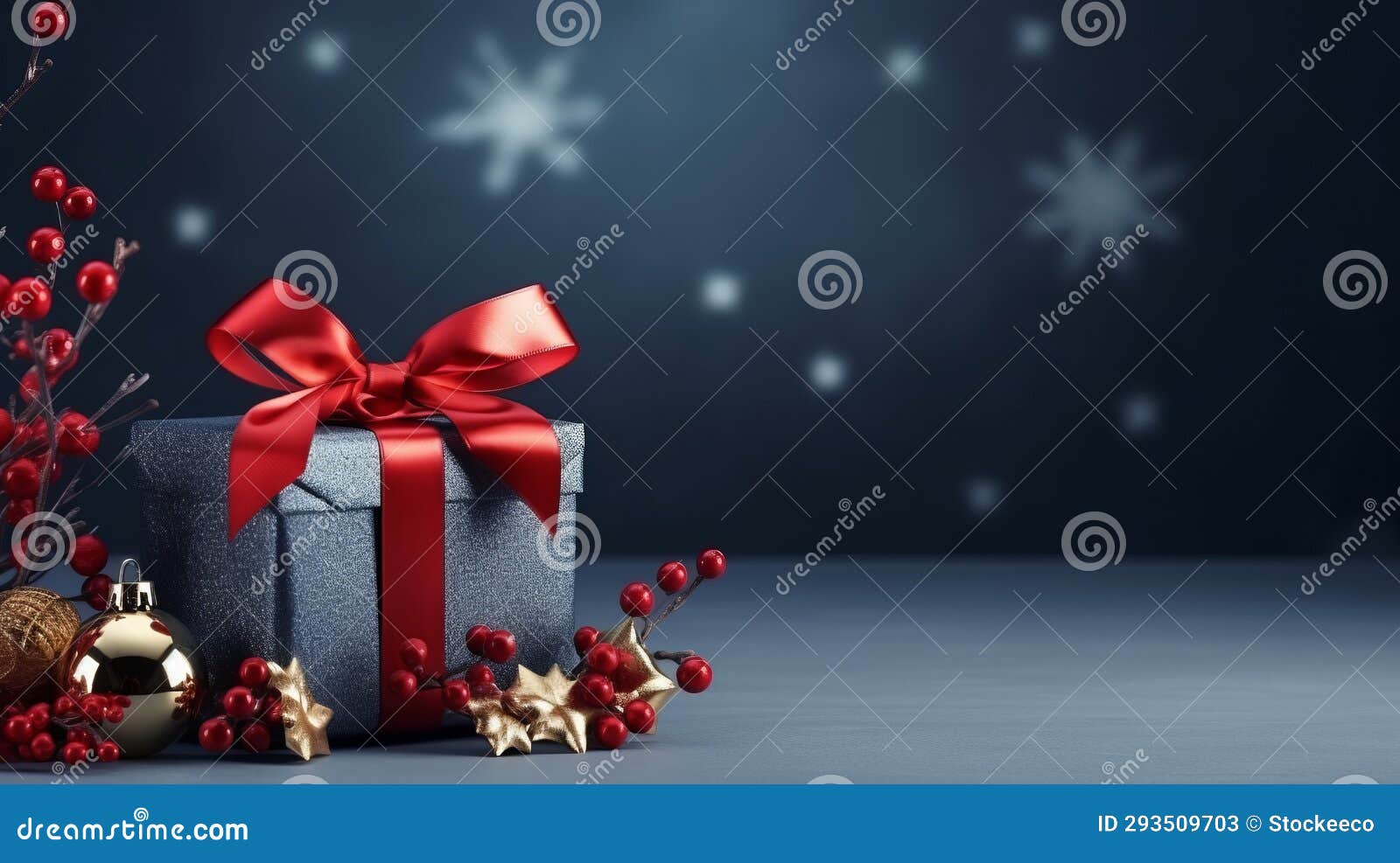 navy with red berry gift box: contemporary sparklecore decoration