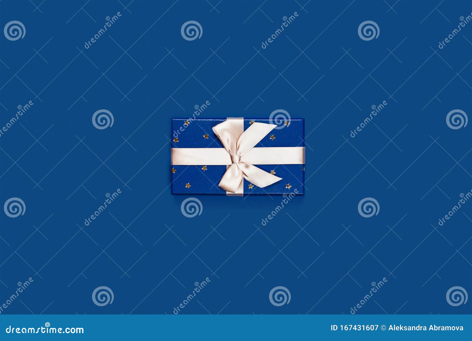 Gift Box on Blue Background. Stock Image Image of classic, birthday