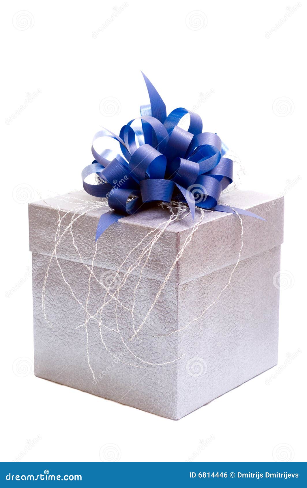 Gift box with blue bow stock photo. Image of surprise 6814446