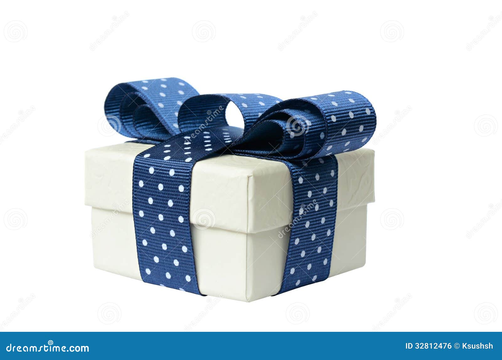 Gift box with blue bow stock photo. Image of wrapping 32812476