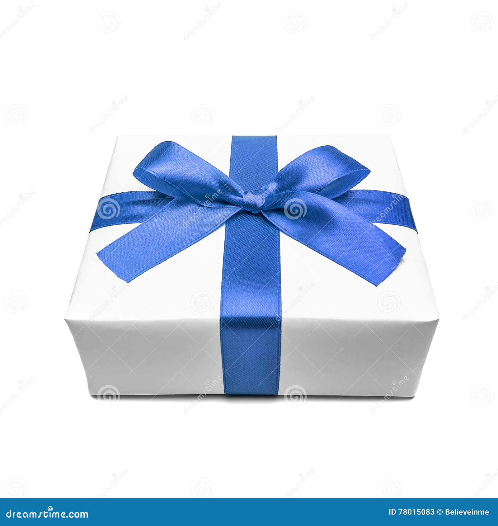 Gift Box with Blue Ribbon Bow Stock Image Image of design, greeting